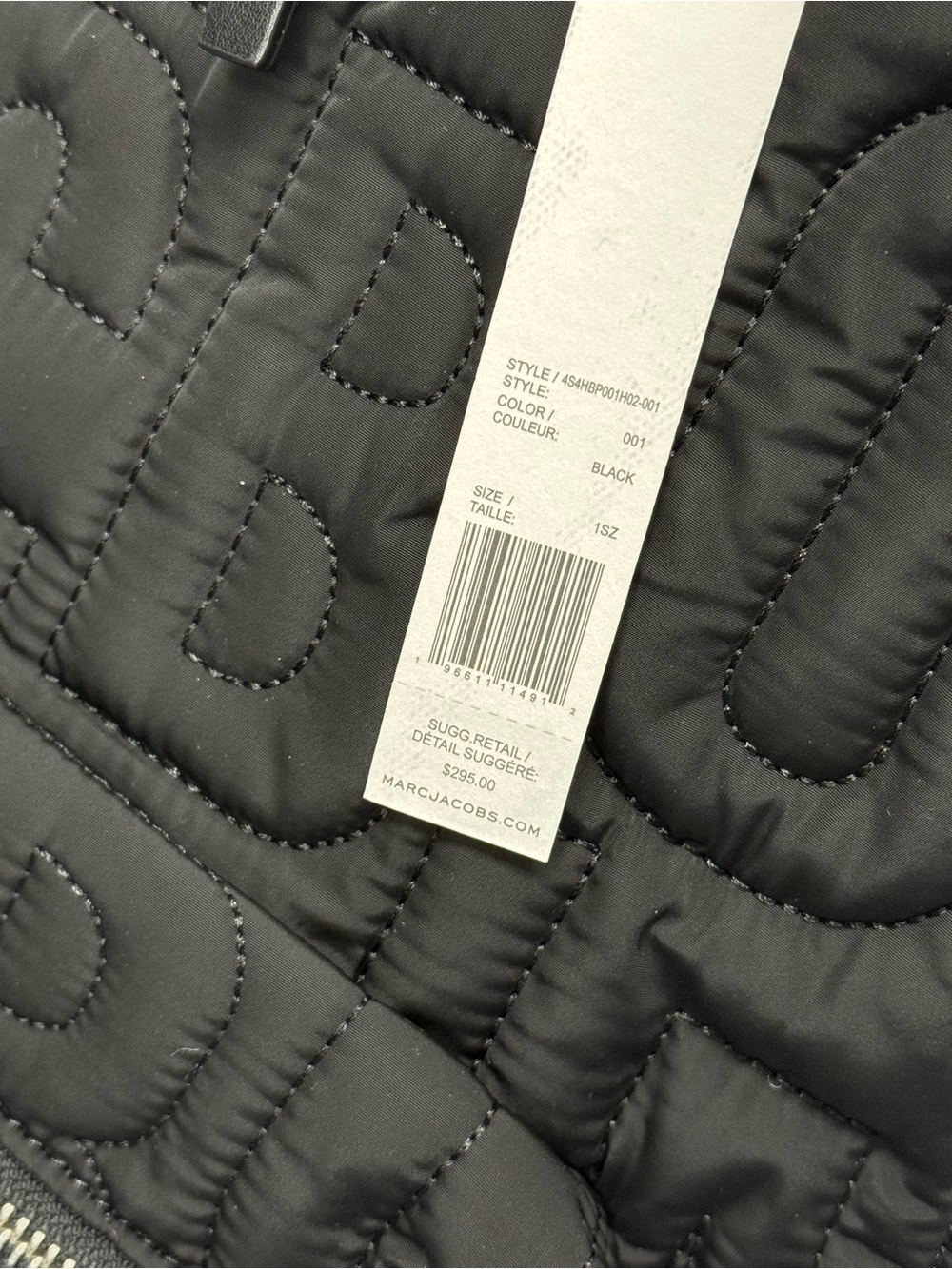 (new+tag) Marc Jacobs Black Quilted Logo Nylon Backpack size 15x11 inch - Picture 3 of 9